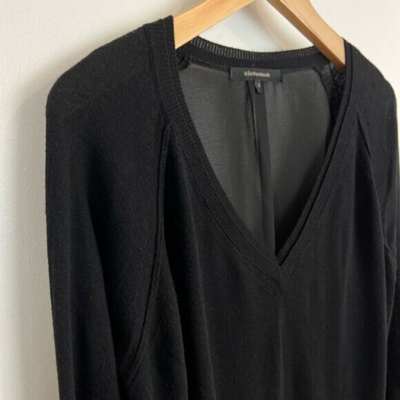 La Fee Marboutee Size 3 Medium Women’s Long Sleeve Black Sweater Sheer Back V - Picture 13 of 16